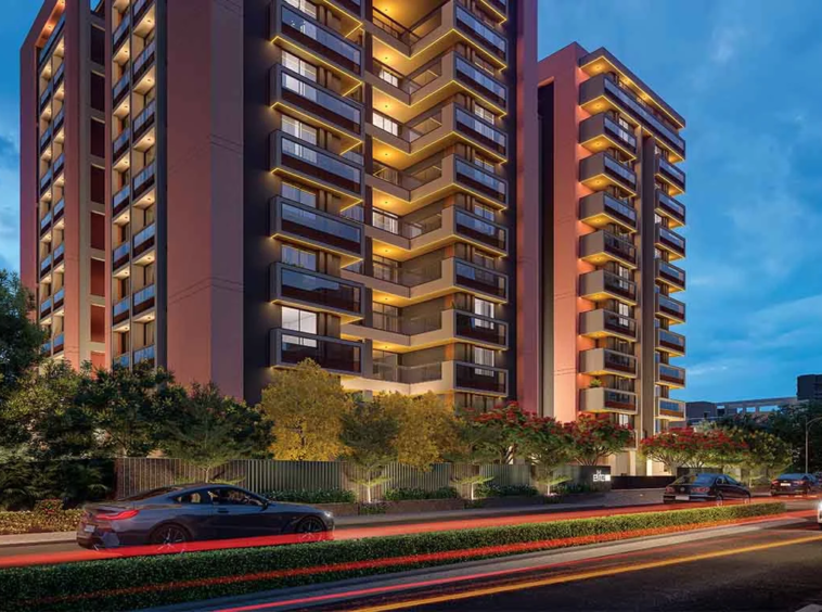 Building Night View - Elite Naptune in Chharodi Ahmedabad
