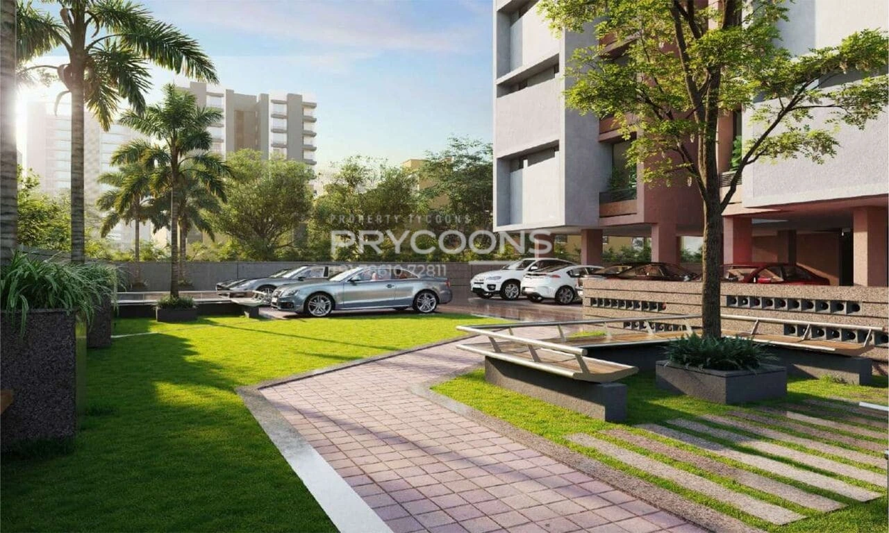 Garden View - Aryamaan Glory in Tragad Ahmedabad