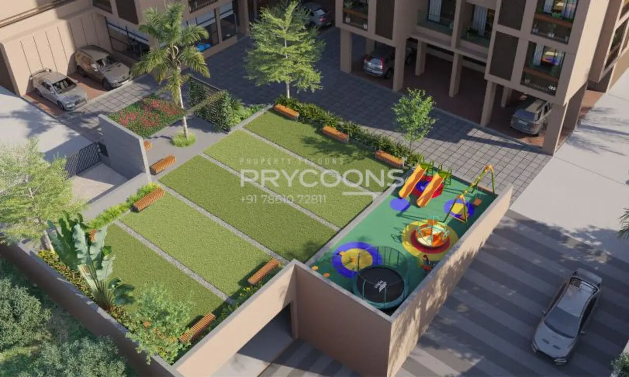 Garden area - Satyaa Heights in Tragad Ahmedabad